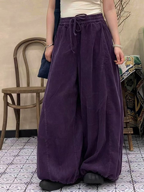 Corduroy Pant Warm - Pantalon large en velours côtelé taille